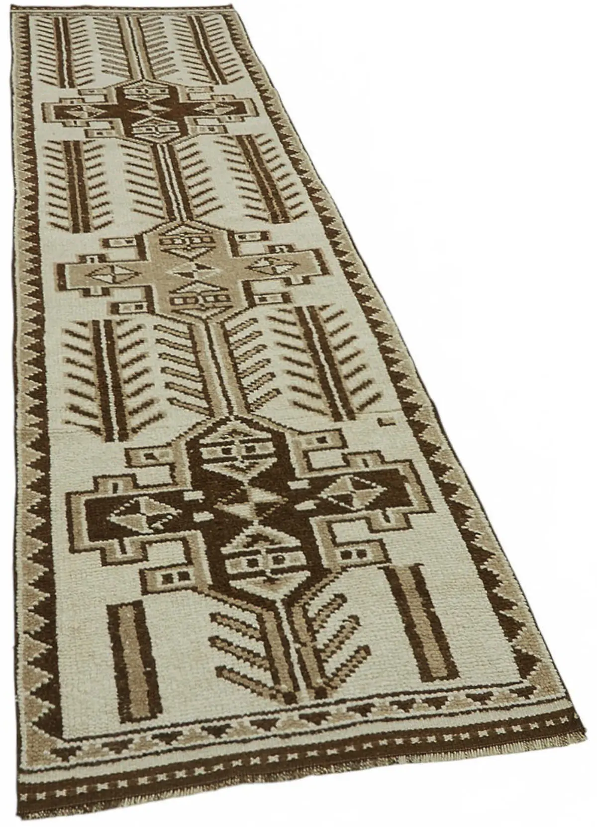 Herki Eskitme Bej Pamuk Üzerine Yün El Dokuma Halı-088x342 - Görsel 2