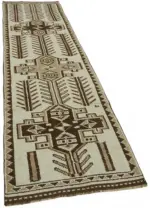 Herki Eskitme Bej Pamuk Üzerine Yün El Dokuma Halı-088x342 - Görsel 2