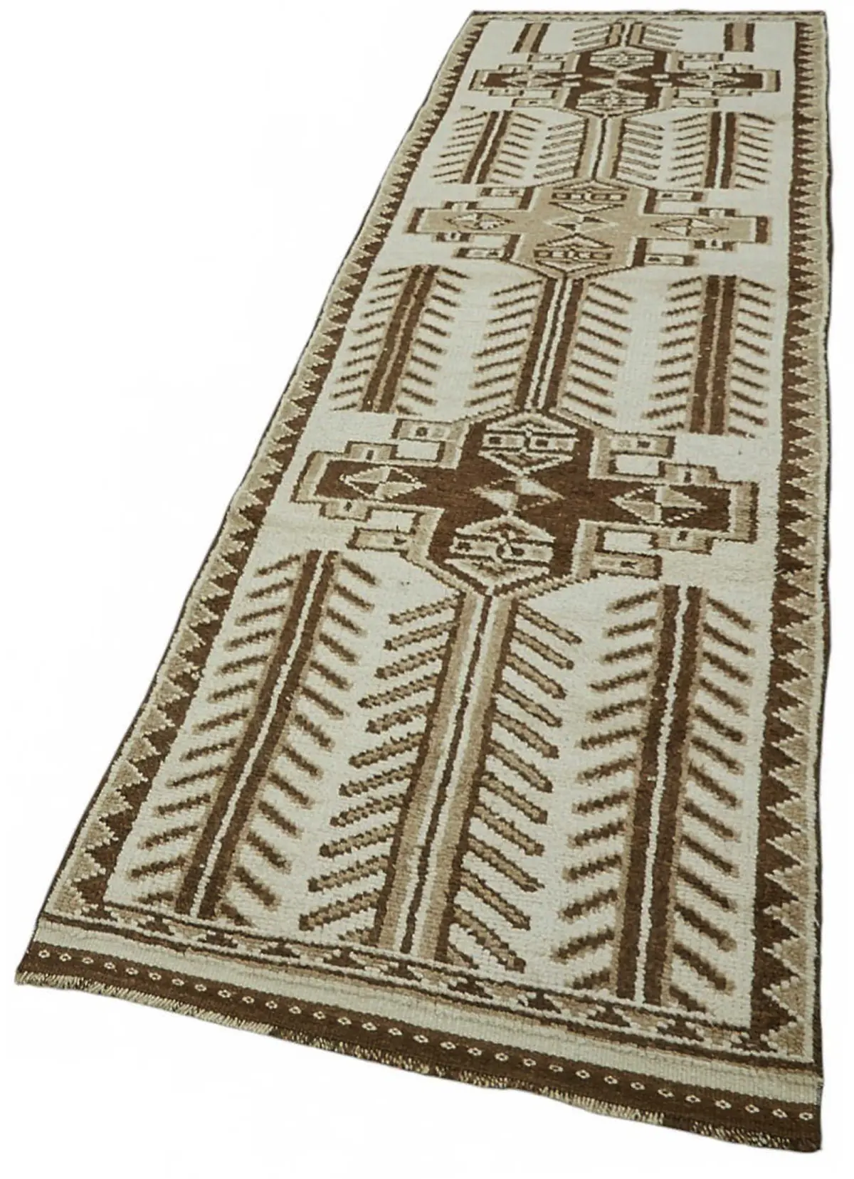 Herki Eskitme Bej Pamuk Üzerine Yün El Dokuma Halı-088x342 - Görsel 3