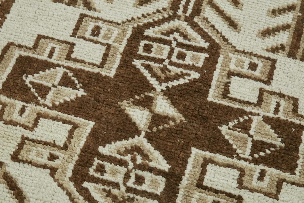 Herki Eskitme Bej Pamuk Üzerine Yün El Dokuma Halı-088x342 - Görsel 5