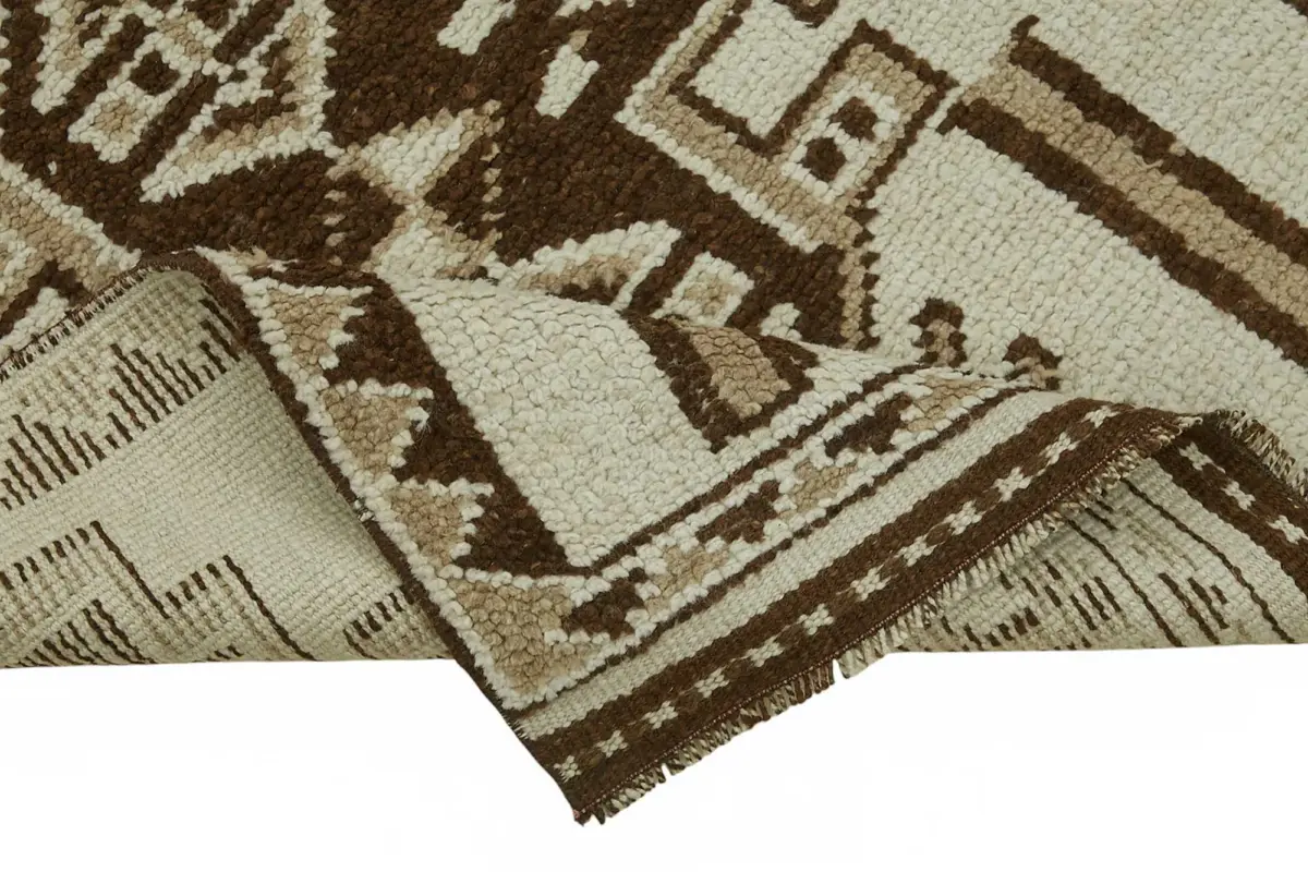 Herki Eskitme Bej Pamuk Üzerine Yün El Dokuma Halı-088x342 - Görsel 6