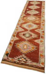 Herki Eskitme Turuncu Pamuk Üzerine Yün El Dokuma Halı-078x350 - Görsel 3