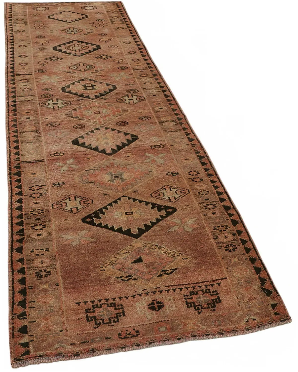 Herki Eskitme Kırmızı Pamuk Üzerine Yün El Dokuma Halı-103x337 - Görsel 2