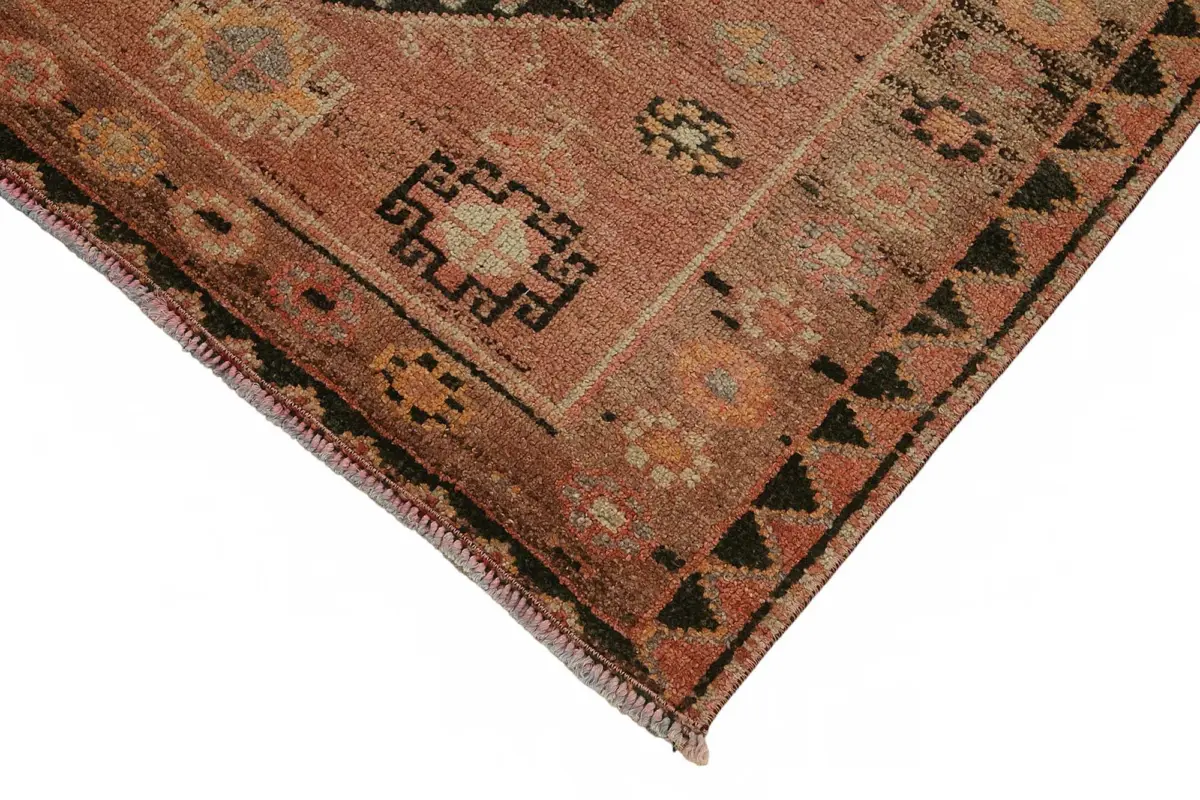 Herki Eskitme Kırmızı Pamuk Üzerine Yün El Dokuma Halı-103x337 - Görsel 4