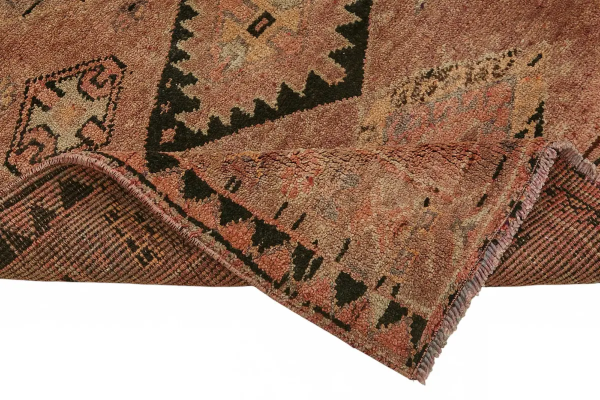 Herki Eskitme Kırmızı Pamuk Üzerine Yün El Dokuma Halı-103x337 - Görsel 6