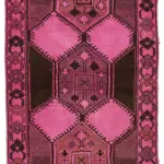 Herki Eskitme Pembe Pamuk Üzerine Yün El Dokuma Halı-130x398