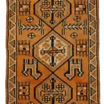 Herki Eskitme Turuncu Pamuk Üzerine Yün El Dokuma Halı-090x413