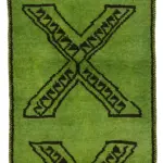 Herki Eskitme Yeşil Pamuk Üzerine Yün El Dokuma Halı-100x333