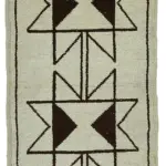 Herki Eskitme Bej Pamuk Üzerine Yün El Dokuma Halı-106x370