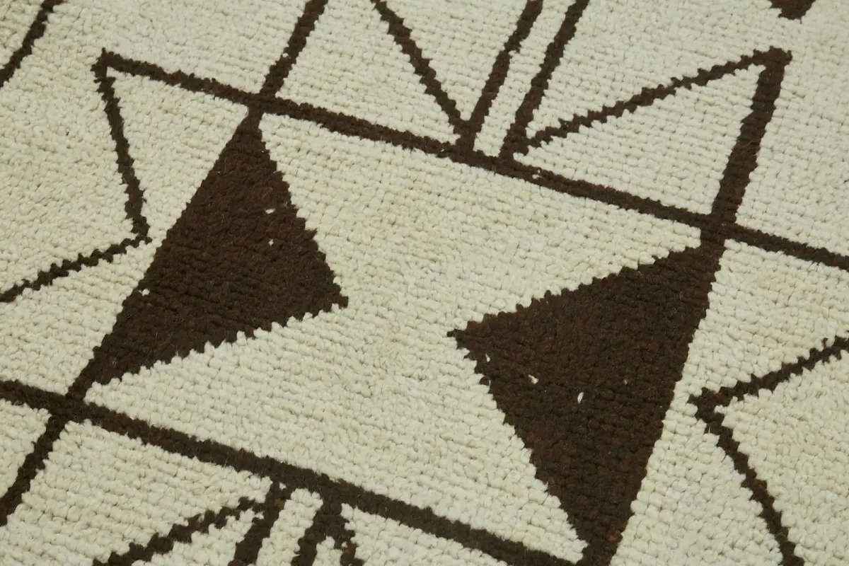 Herki Eskitme Bej Pamuk Üzerine Yün El Dokuma Halı-106x370 - Görsel 5