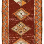 Herki Eskitme Kırmızı Pamuk Üzerine Yün El Dokuma Halı-078x375