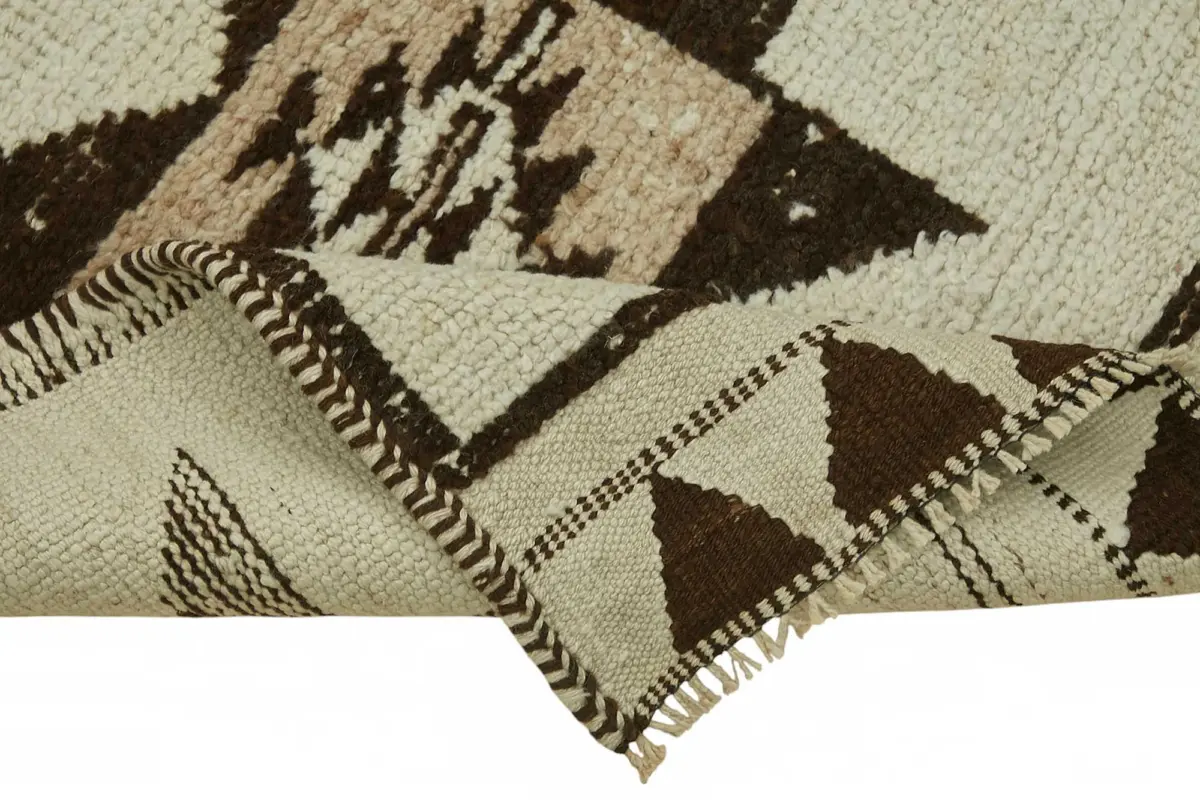 Herki Eskitme Bej Pamuk Üzerine Yün El Dokuma Halı-091x332 - Görsel 6