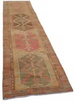 Herki Eskitme Kırmızı Pamuk Üzerine Yün El Dokuma Halı-078x344 - Görsel 2