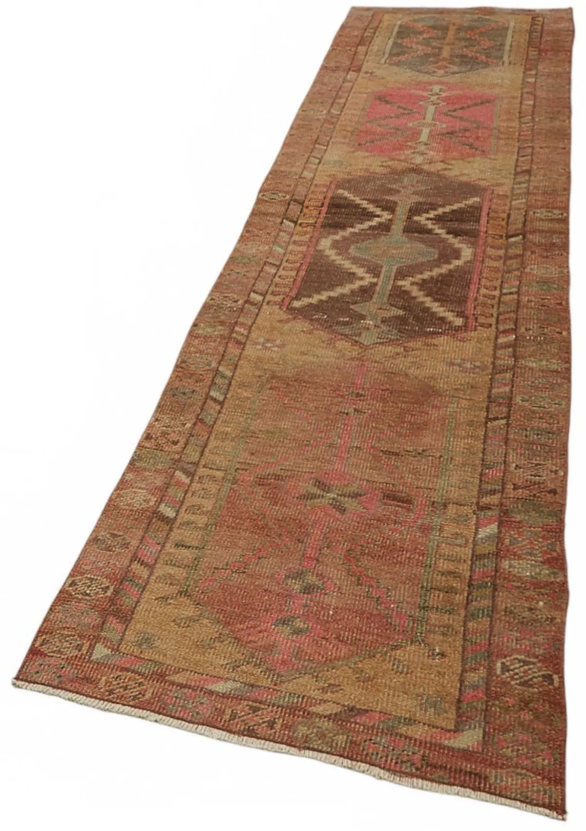 Herki Eskitme Kırmızı Pamuk Üzerine Yün El Dokuma Halı-078x344 - Görsel 3