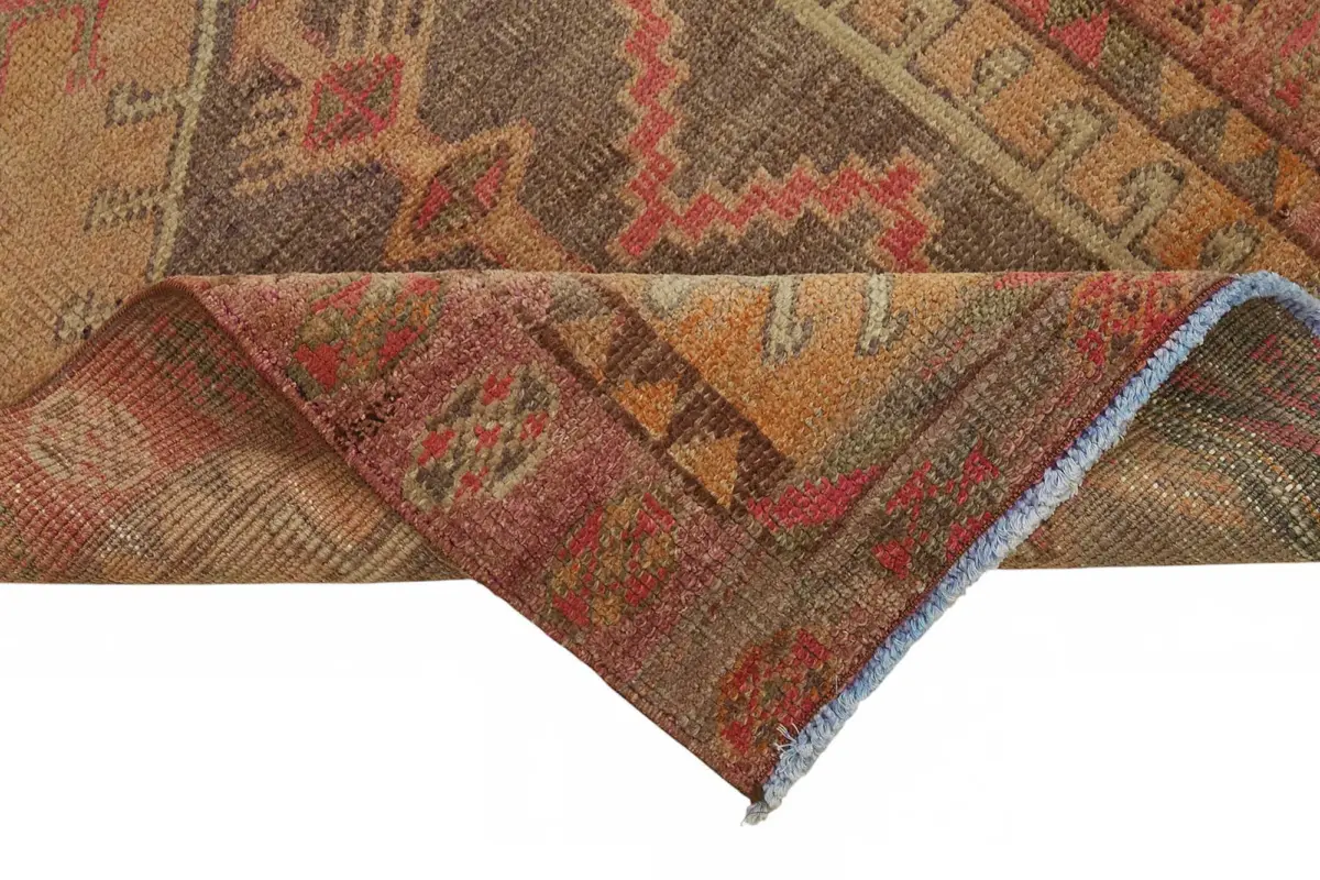 Herki Eskitme Kırmızı Pamuk Üzerine Yün El Dokuma Halı-078x344 - Görsel 6