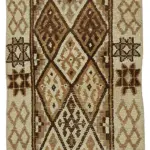 Herki Eskitme Bej Pamuk Üzerine Yün El Dokuma Halı-085x337