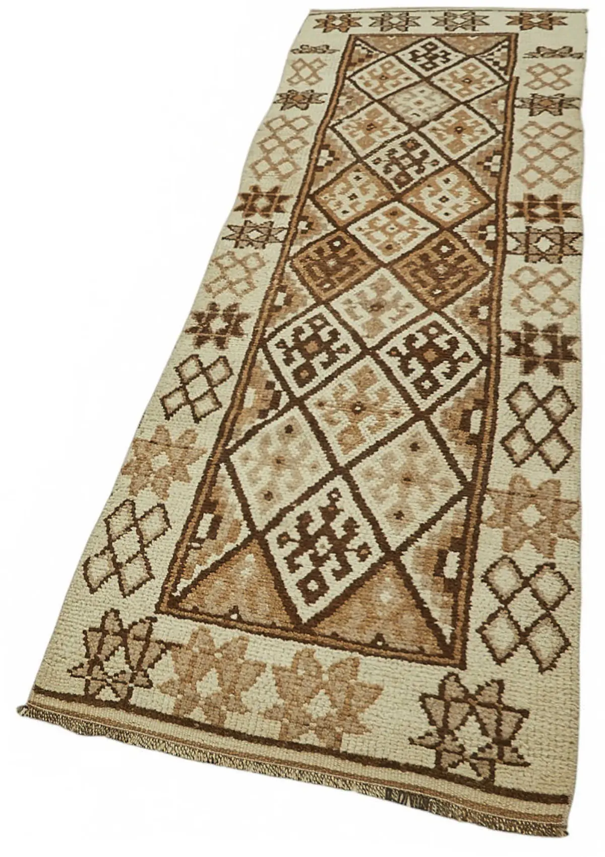 Herki Eskitme Bej Pamuk Üzerine Yün El Dokuma Halı-085x337 - Görsel 3