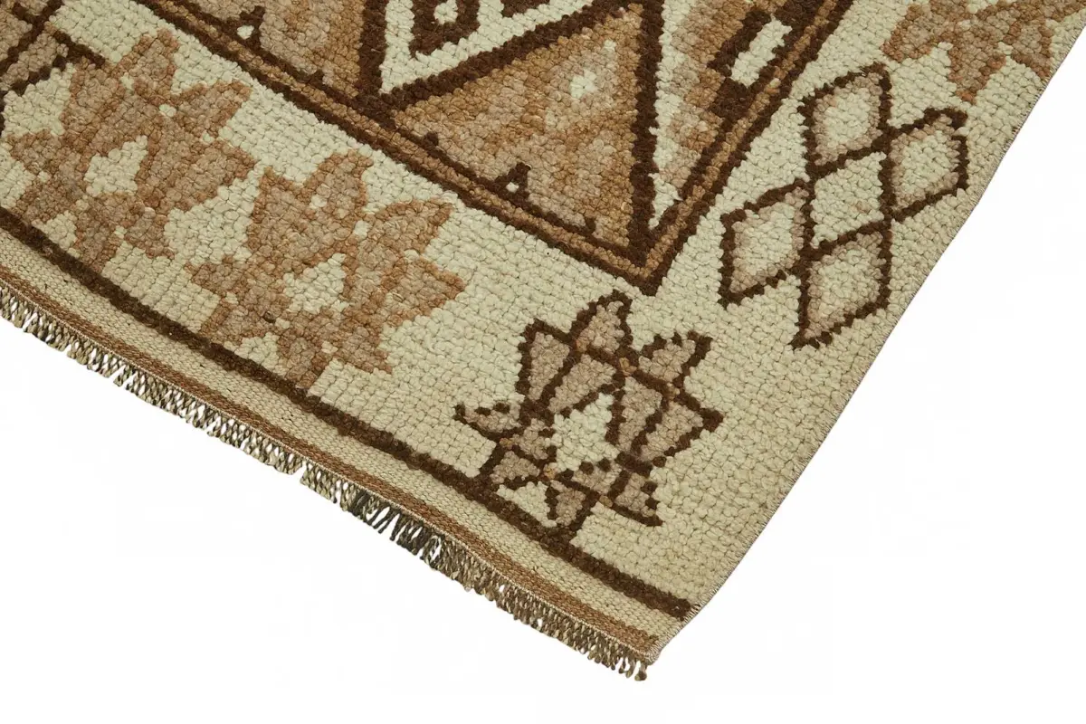 Herki Eskitme Bej Pamuk Üzerine Yün El Dokuma Halı-085x337 - Görsel 4