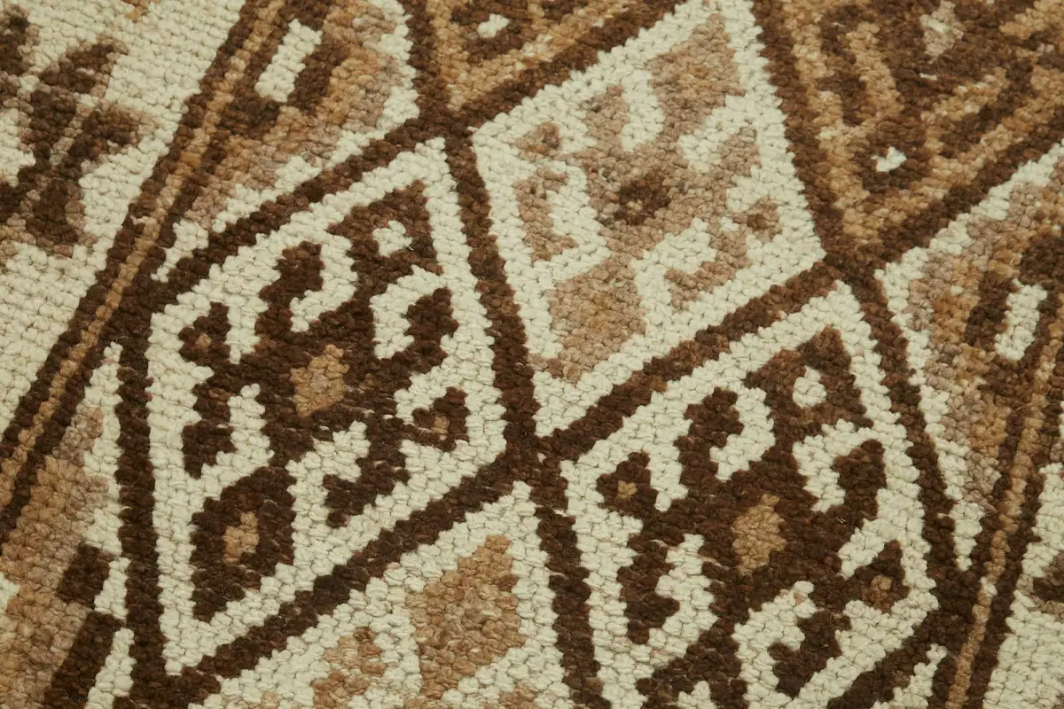 Herki Eskitme Bej Pamuk Üzerine Yün El Dokuma Halı-085x337 - Görsel 5