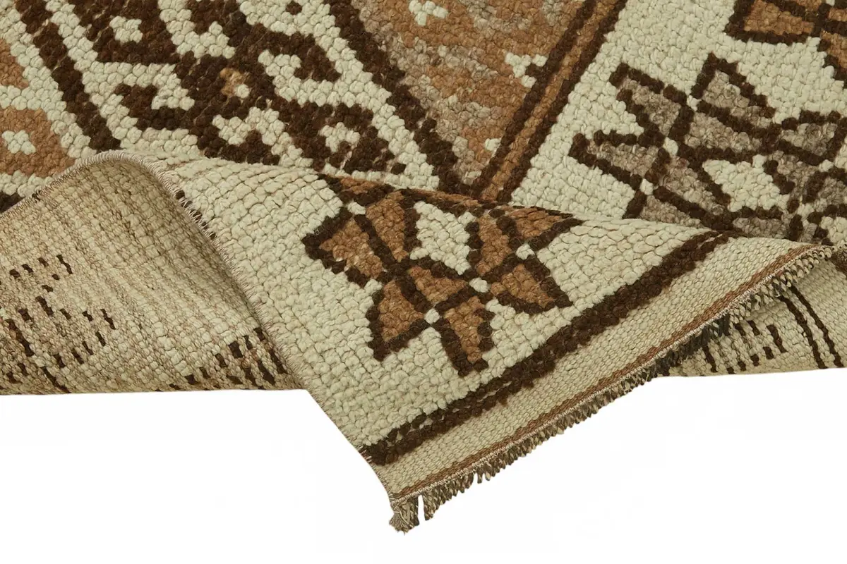 Herki Eskitme Bej Pamuk Üzerine Yün El Dokuma Halı-085x337 - Görsel 6