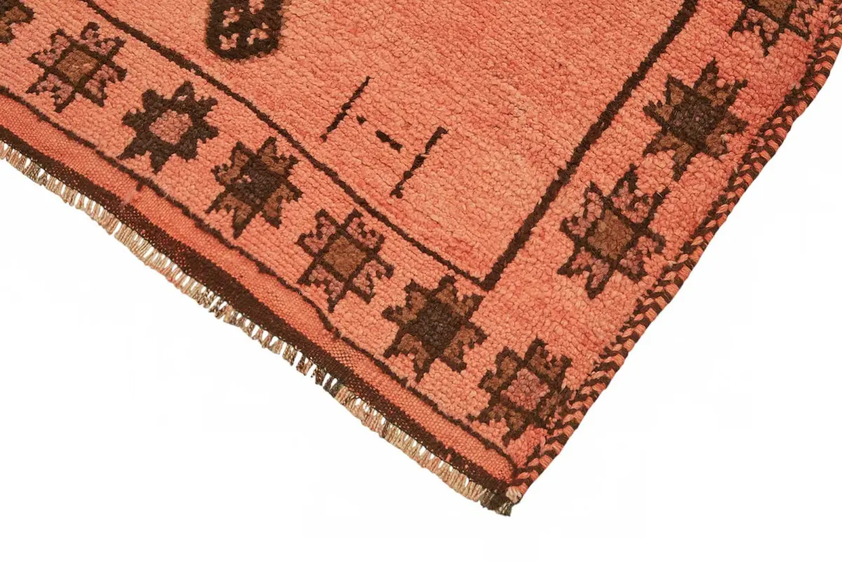 Herki Eskitme Turuncu Pamuk Üzerine Yün El Dokuma Halı-104x356 - Görsel 4