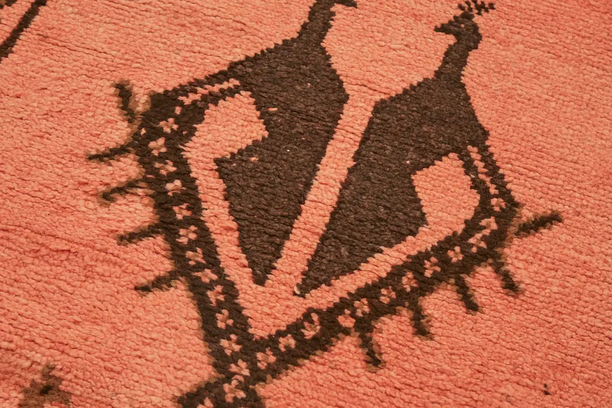 Herki Eskitme Turuncu Pamuk Üzerine Yün El Dokuma Halı-104x356 - Görsel 5