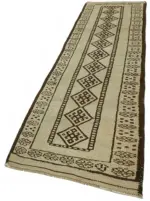 Herki Eskitme Bej Pamuk Üzerine Yün El Dokuma Halı-097x360 - Görsel 3