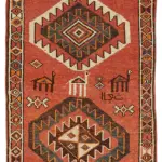 Herki Eskitme Kırmızı Pamuk Üzerine Yün El Dokuma Halı-092x410