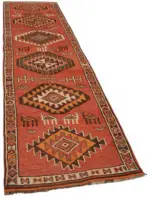 Herki Eskitme Kırmızı Pamuk Üzerine Yün El Dokuma Halı-092x410 - Görsel 2