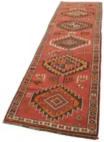 Herki Eskitme Kırmızı Pamuk Üzerine Yün El Dokuma Halı-092x410 - Görsel 3