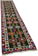 Herki Eskitme Multi Pamuk Üzerine Yün El Dokuma Halı-088x410 - Görsel 2