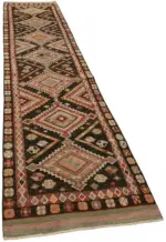 Herki Eskitme Kahverengi Pamuk Üzerine Yün El Dokuma Halı-094x414 - Görsel 2