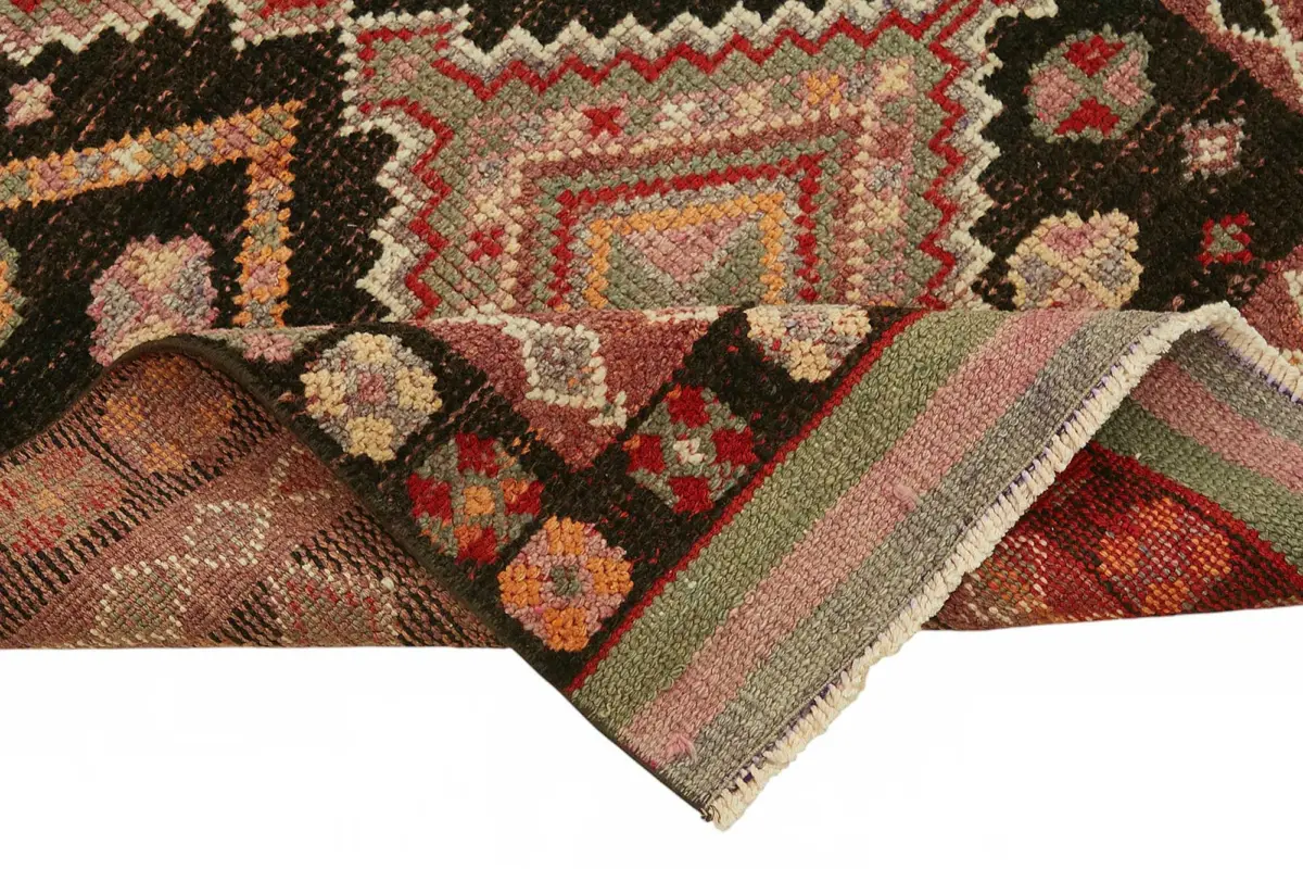 Herki Eskitme Kahverengi Pamuk Üzerine Yün El Dokuma Halı-094x414 - Görsel 6