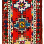 Herki Eskitme Kırmızı Pamuk Üzerine Yün El Dokuma Halı-090x360