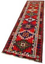 Herki Eskitme Kırmızı Pamuk Üzerine Yün El Dokuma Halı-090x360 - Görsel 3