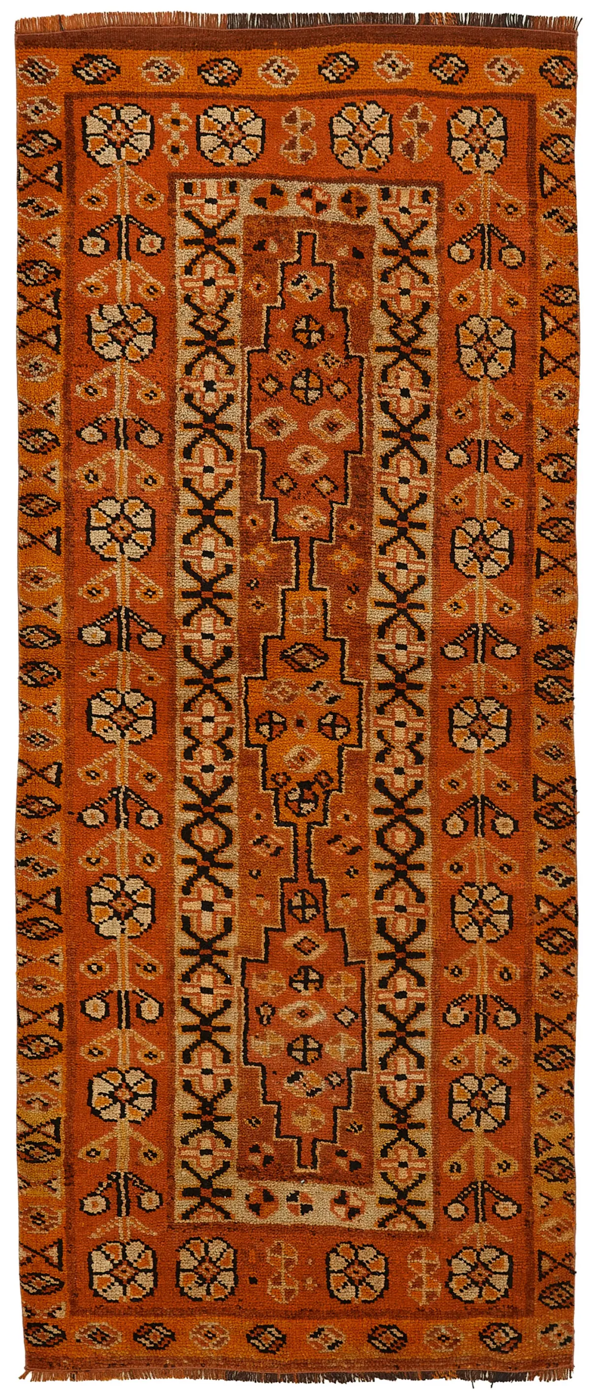 Rc_48464_0_Orange_Oriental_Runner_Rugs Herki Eskitme Turuncu Pamuk Üzerine Yün El Dokuma Halı-096x230 - Görsel 1