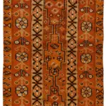 Herki Eskitme Turuncu Pamuk Üzerine Yün El Dokuma Halı-096x230