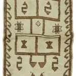 Herki Eskitme Bej Pamuk Üzerine Yün El Dokuma Halı-095x386