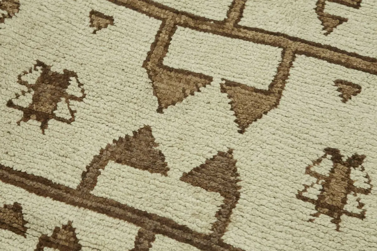 Herki Eskitme Bej Pamuk Üzerine Yün El Dokuma Halı-095x386 - Görsel 5