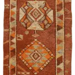 Herki Eskitme Kırmızı Pamuk Üzerine Yün El Dokuma Halı-078x336