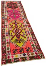 Herki Eskitme Multi Pamuk Üzerine Yün El Dokuma Halı-084x322 - Görsel 2