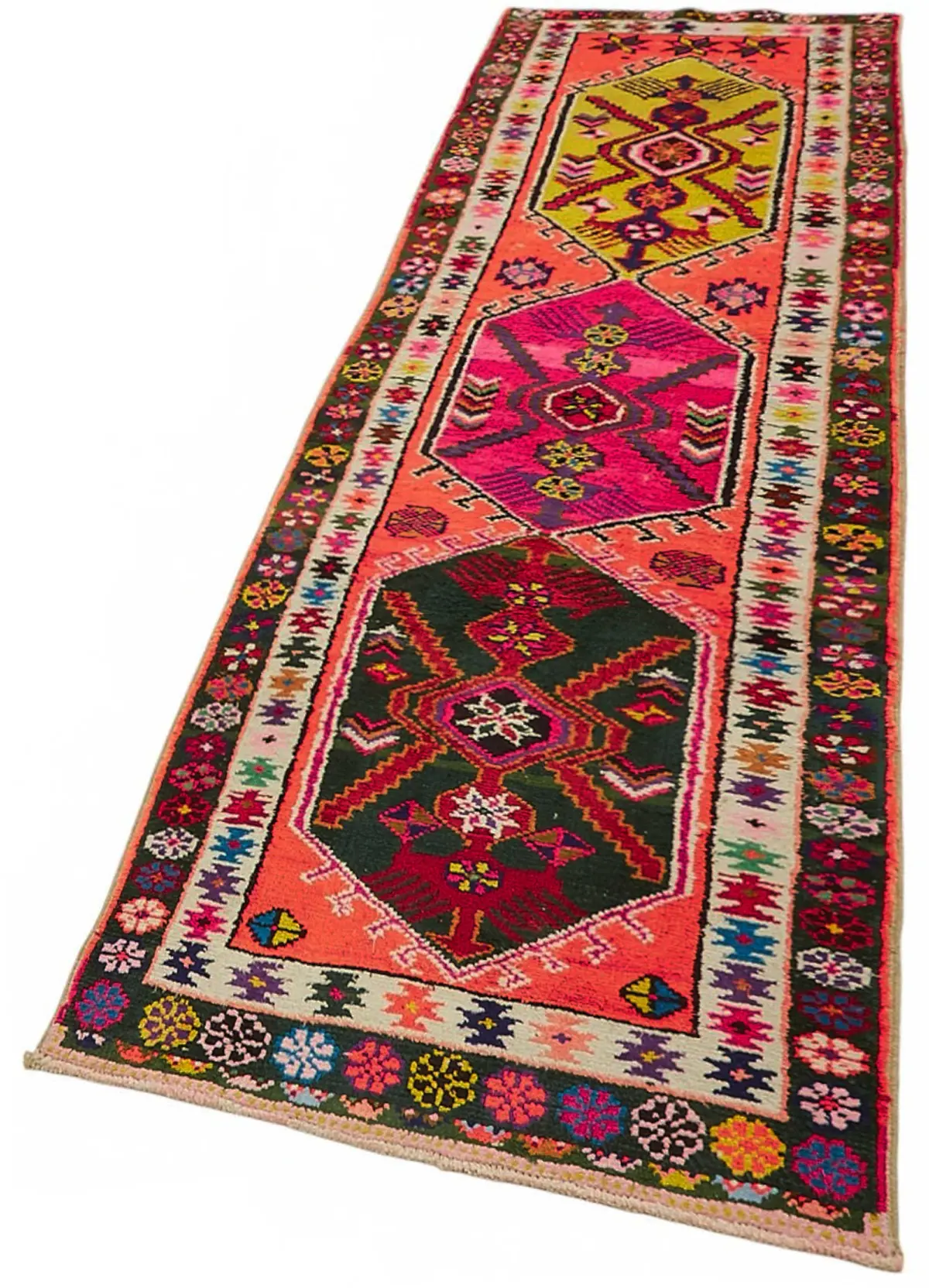 Herki Eskitme Multi Pamuk Üzerine Yün El Dokuma Halı-084x322 - Görsel 3