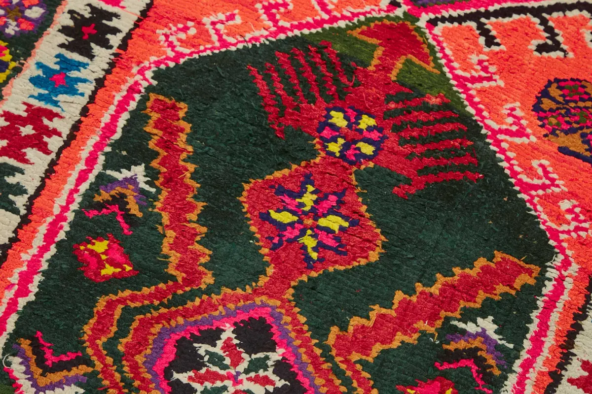 Herki Eskitme Multi Pamuk Üzerine Yün El Dokuma Halı-084x322 - Görsel 5