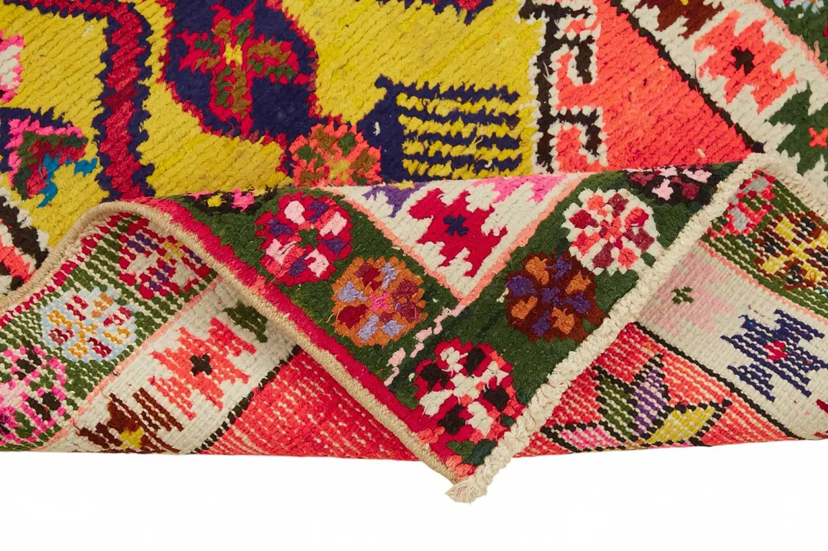 Herki Eskitme Multi Pamuk Üzerine Yün El Dokuma Halı-084x322 - Görsel 6