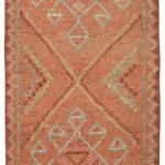 Herki Eskitme Kırmızı Pamuk Üzerine Yün El Dokuma Halı-100x318