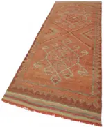 Herki Eskitme Kırmızı Pamuk Üzerine Yün El Dokuma Halı-100x318 - Görsel 3