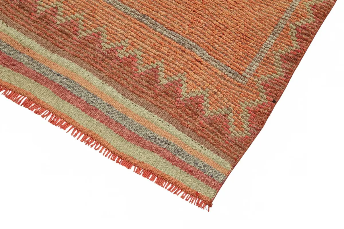 Herki Eskitme Kırmızı Pamuk Üzerine Yün El Dokuma Halı-100x318 - Görsel 4