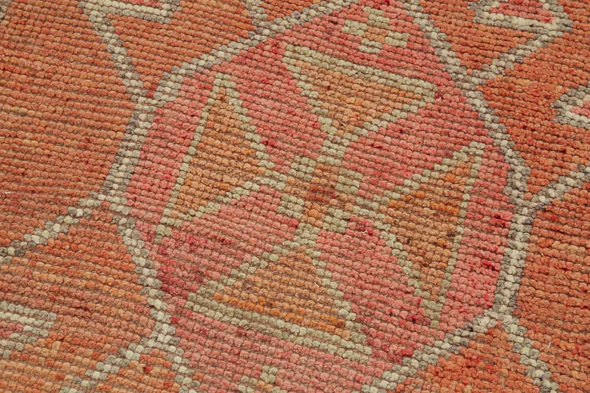 Herki Eskitme Kırmızı Pamuk Üzerine Yün El Dokuma Halı-100x318 - Görsel 5