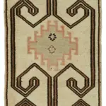 Herki Eskitme Kahverengi Pamuk Üzerine Yün El Dokuma Halı-098x374