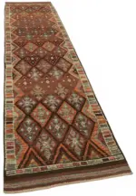 Herki Eskitme Kırmızı Pamuk Üzerine Yün El Dokuma Halı-086x411 - Görsel 2